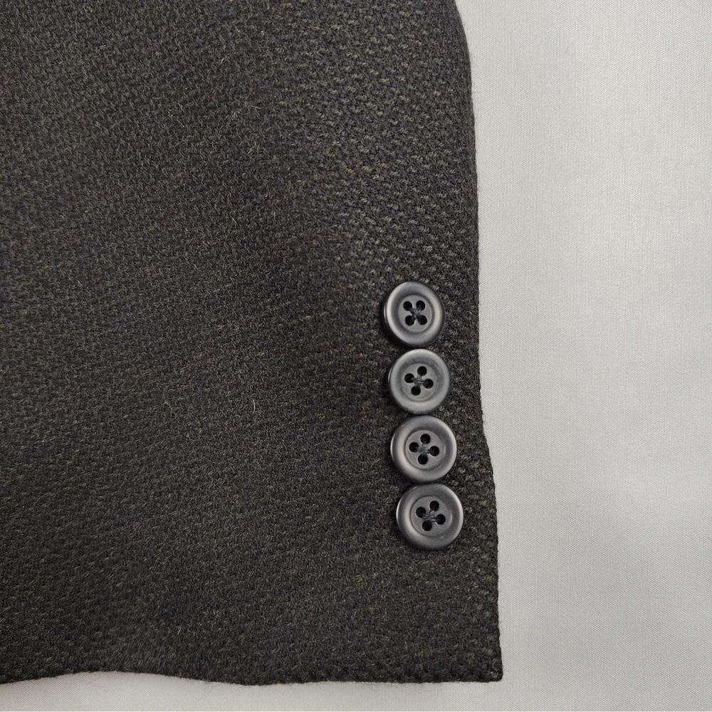DKNY Mens 46R Sport Coat Blazer Brown Black Birdseye Pure New Wool Textured